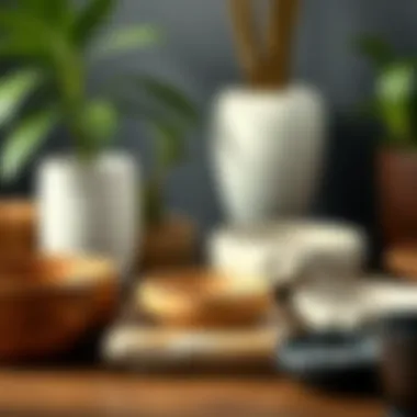 Diverse Materials for Plant Saucers Various materials used for plant saucers in an artistic arrangement.