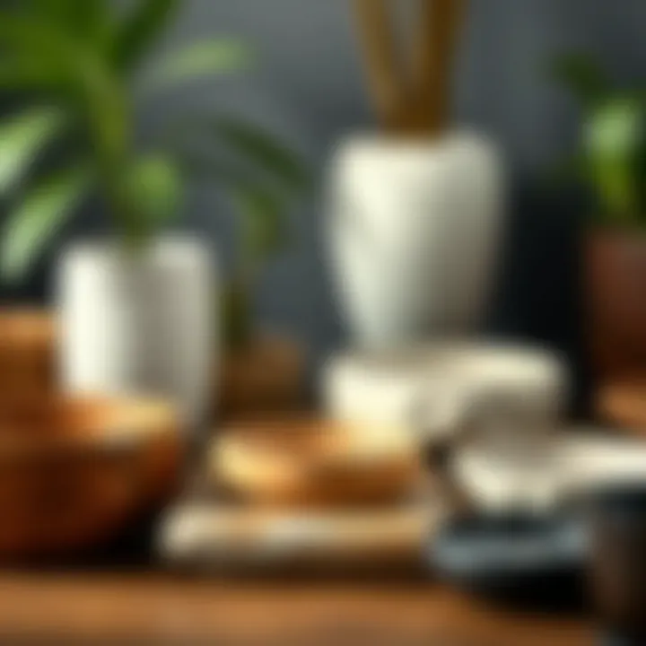 Diverse Materials for Plant Saucers Various materials used for plant saucers in an artistic arrangement.