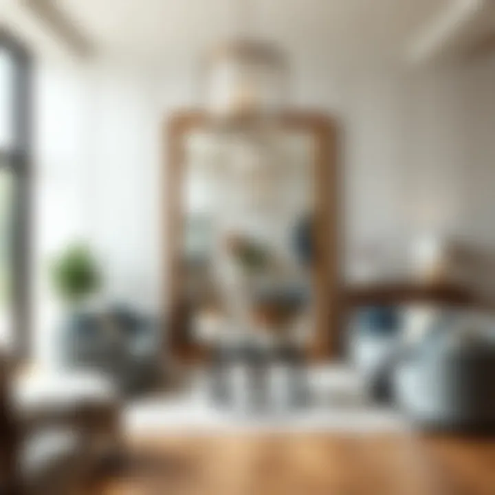 An Elegant Interior with a Large Mirror Elegant interior featuring a large mirror