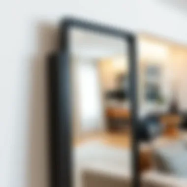 Modern Design Details of a Large Mirror Close-up of modern mirror design