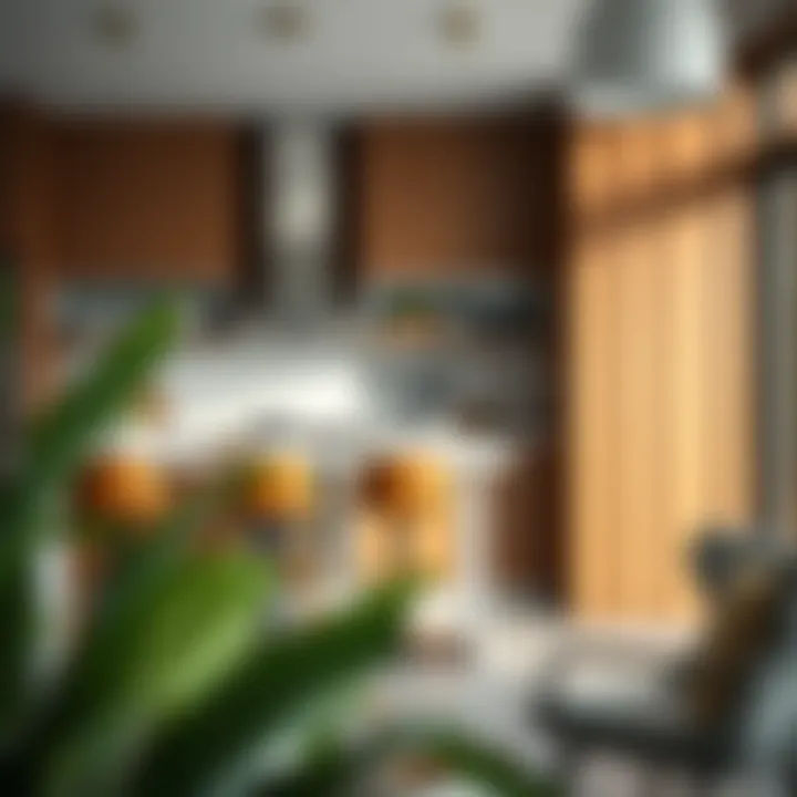 Modern Kitchen with Adjustable Bar Stools Stylish bar stool in a modern kitchen setting