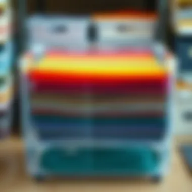 Vibrant Art Papers in Transparent Storage Colorful art papers neatly arranged in a transparent storage container