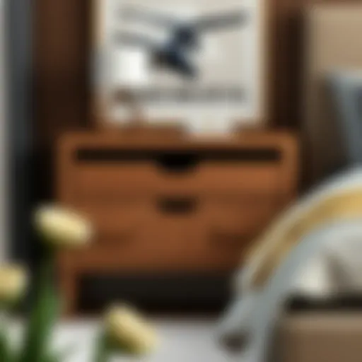 Sophisticated Wooden Nightstand Design Elegant wooden nightstand with intricate drawer design