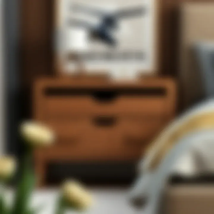 Sophisticated Wooden Nightstand Design Elegant wooden nightstand with intricate drawer design