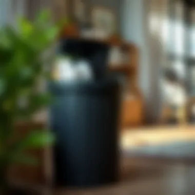 Stylish black hamper in a contemporary living space