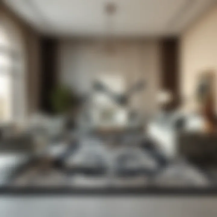 Sophisticated Living Room Design with Rugs Luxurious black and ivory rug in a modern living room