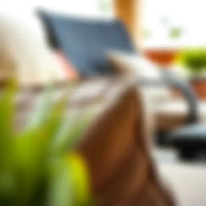 Detailing Comfort: Cushion Texture on Black Chair Close-up of cushion texture on a black patio chair