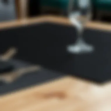 Luxury Textures of Black Placemats Close-up of exquisite black placemats made from premium materials