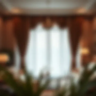 Elegant brown and white curtain in a stylish living room