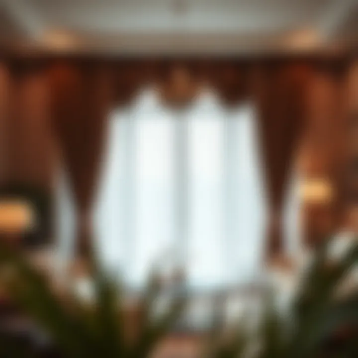 Elegant brown and white curtain in a stylish living room