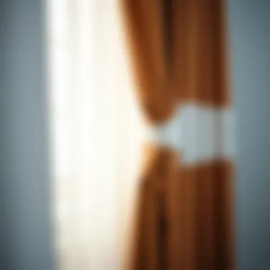 Close-up of fabric texture showcasing brown and white curtains