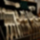 Elegant Display of Silverware Types Variety of silverware types displayed elegantly