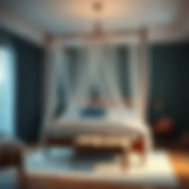 Stylish Bedroom with Canopy Netting Stylish bedroom design featuring canopy netting