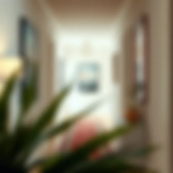 Elegant Hallway with Chic Canvas Prints An elegant hallway featuring a series of chic canvas prints