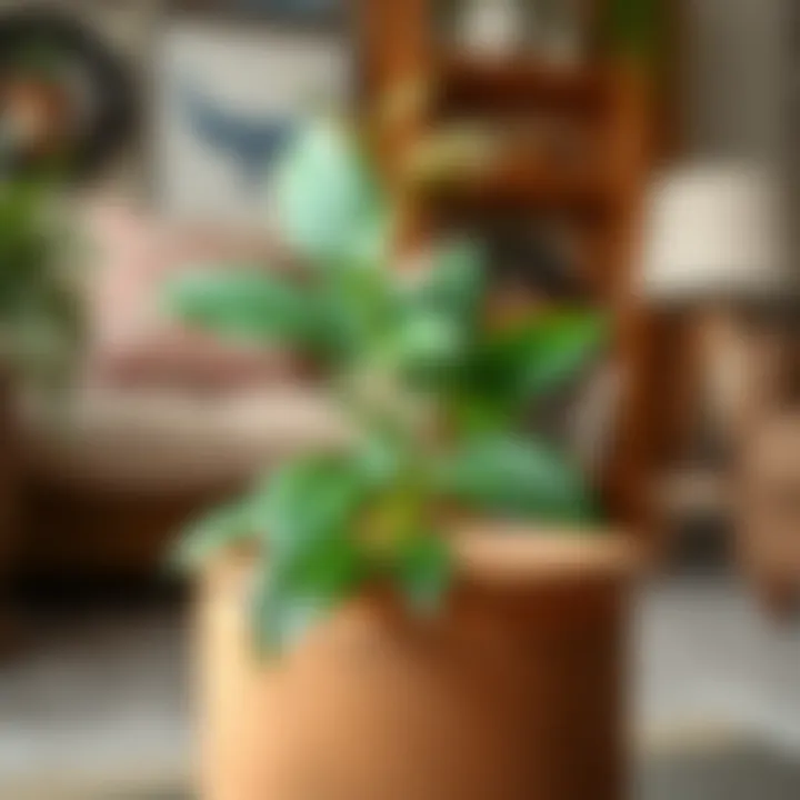 Close-Up of a Healthy Plant in Ceramic Pot Close-up of a large ceramic pot with healthy plant