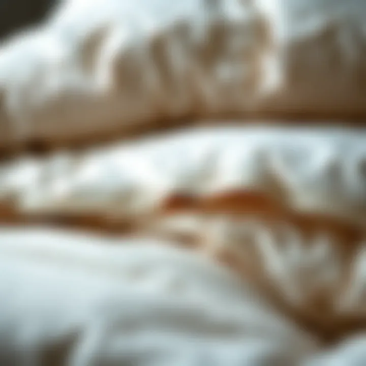 Close-up of Comforter Materials and Textures Close-up of down alternative comforter materials and textures