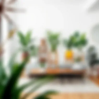 Integrating Plant Stands into Living Spaces Stylish living room featuring various plant stands