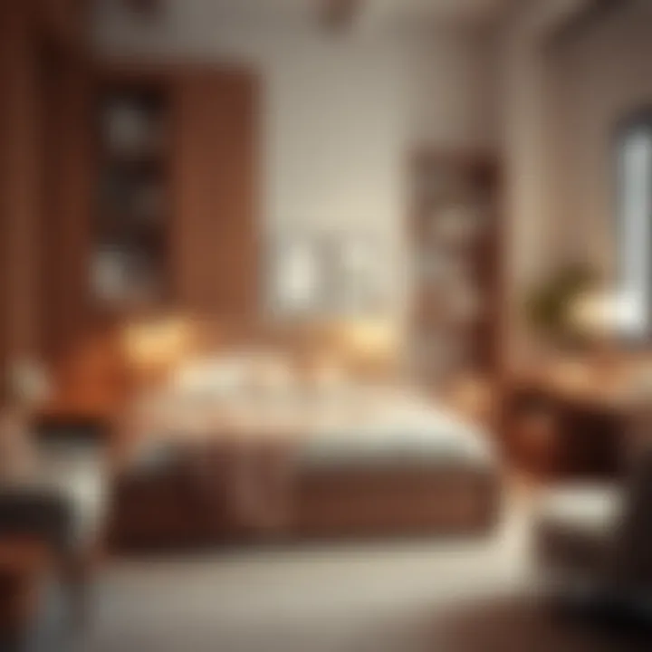 Stylish Bedroom Arrangement with Full-Sized Bed Stylish arrangement of a full-sized bed with accompanying furniture