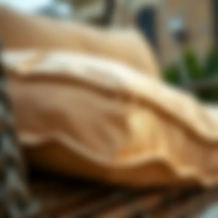 Close-up of high-quality fabric texture of porch swing cushion