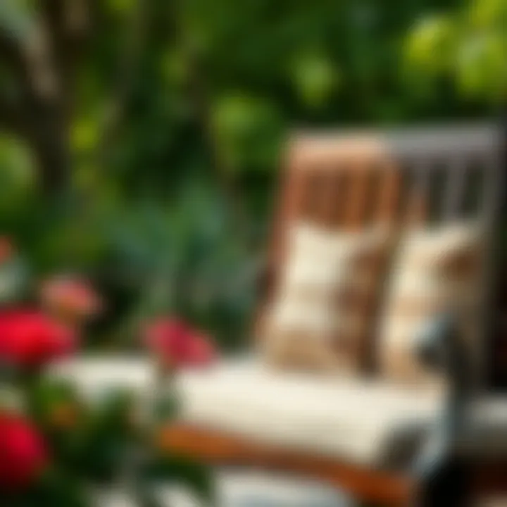 Stylish 5-foot porch swing cushion in a serene garden setting