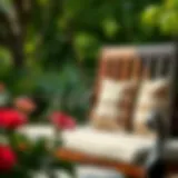 Stylish Porch Swing Cushion in Nature Stylish 5-foot porch swing cushion in a serene garden setting