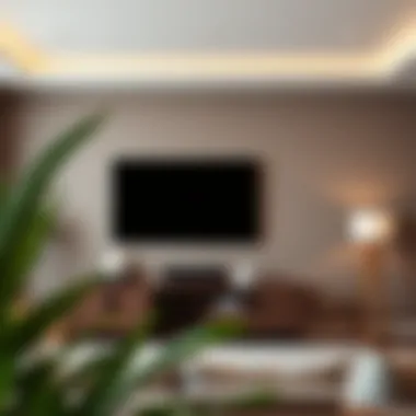 Optimal Placement of a 74 Inch TV Stand in Living Space Living space arrangement featuring a 74 inch TV stand