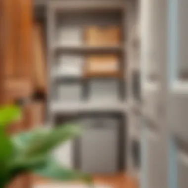 Optimized Storage with Collapsible Laundry Baskets A well-organized closet featuring collapsible laundry baskets for optimal storage