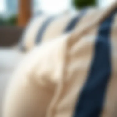 Detail of Outdoor Cushion Fabric and Stitching Close-up of a high-quality outdoor cushion highlighting fabric texture and stitching details