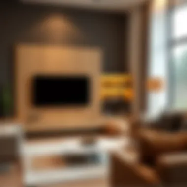 Stylish layout of an entertainment wall unit in a living space