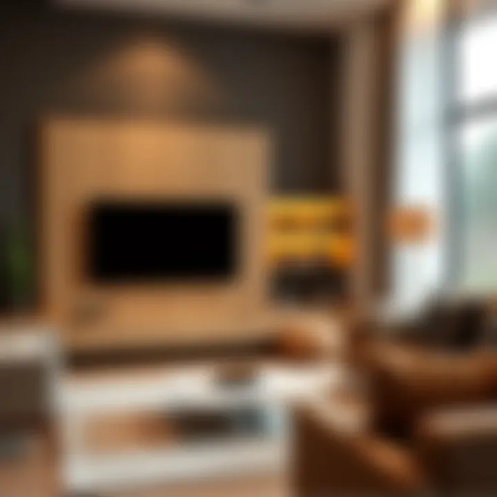 Stylish layout of an entertainment wall unit in a living space