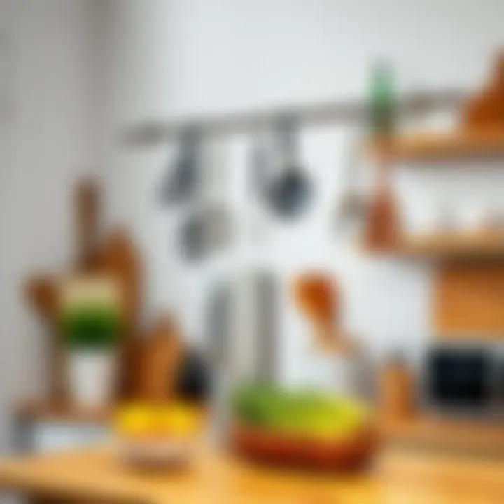 Creative use of tension rod for organizing kitchen utensils