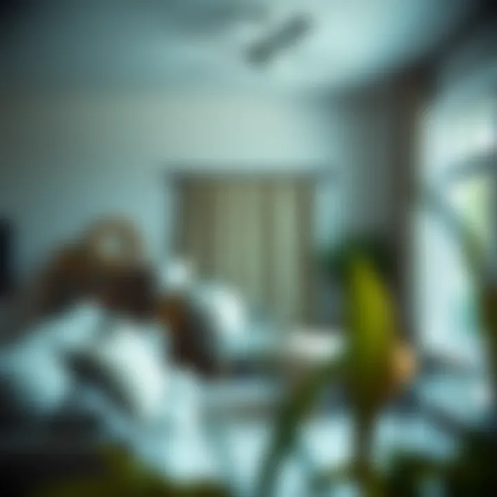 Tension rod displaying decorative fabrics in a living room