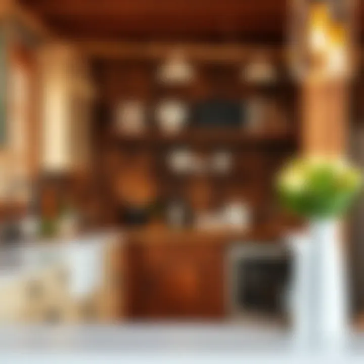 Aesthetic Countertop Shelves in Rustic Kitchen Aesthetic integration of countertop appliance shelves into a rustic kitchen design