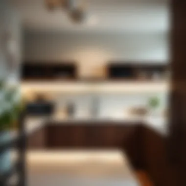 Sleek Countertop Shelves in Modern Kitchen Contemporary kitchen with sleek countertop appliance shelves showcasing modern design