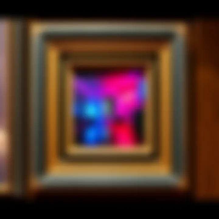 Vibrant Nostalgia in a Frame A close-up of an artistic frame holding a vibrant photograph that evokes nostalgia and joy