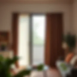 Elegant curtains with integrated blinds enhancing a sliding glass door