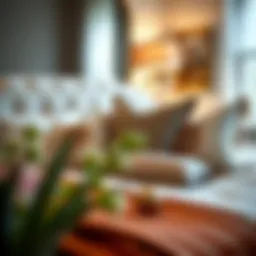 Elegant arrangement of decorative cushions on a bed