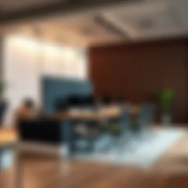 Modern office desk partition creating a collaborative workspace