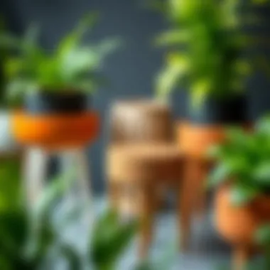 Sustainable Materials for Plant Stands Close-up of eco-friendly materials used in plant stands
