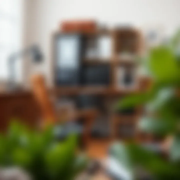 Stylish wooden desk chair blending with contemporary office decor