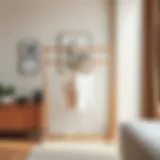Elegant Wooden Drying Rack in Modern Home Stylish wooden drying rack in a contemporary interior