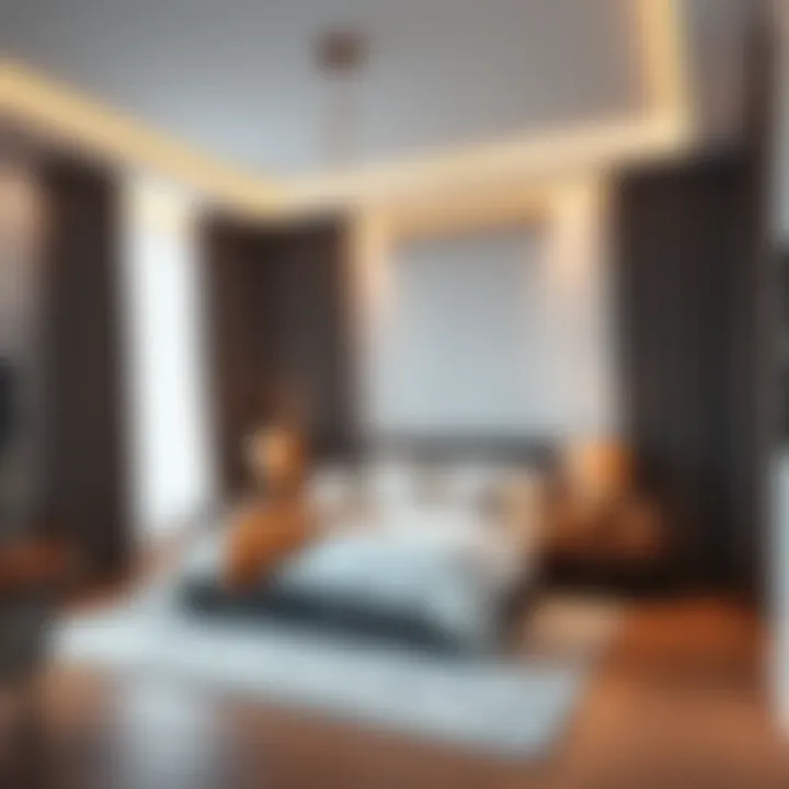 Modern Bedroom with Stylish Curtain Rod Installation Stylish installation of a 16 ft curtain rod in a modern bedroom