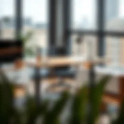 Elegant sit-stand desk in a modern office setting