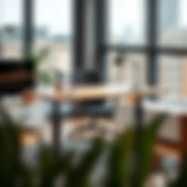 Elegant sit-stand desk in a modern office setting