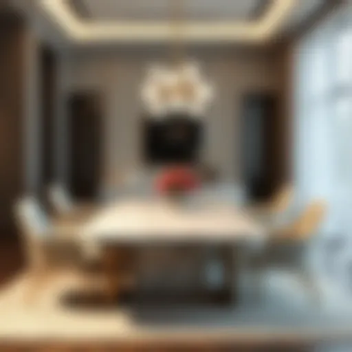 Luxurious marble table set in a modern dining room