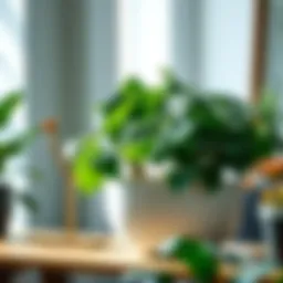 Elegant ceramic planter with lush greenery