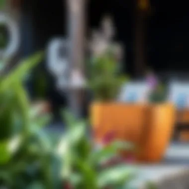 Charming Rustic Wooden Planter Rustic wooden planter enhancing outdoor patio aesthetics