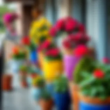 Vibrant Planter Arrangements Vibrant and colorful planter arrangements on a balcony