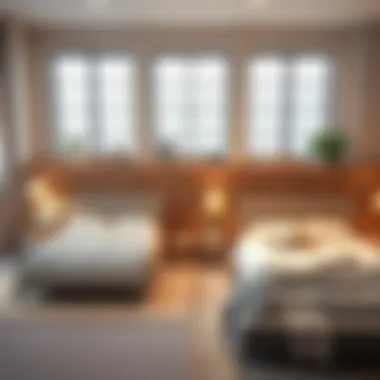 Comparative view of queen and king beds in a spacious layout