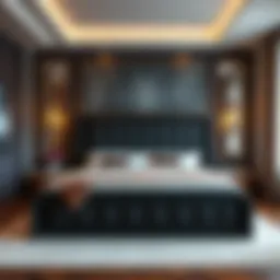 Elegant queen bed in a stylish room setting